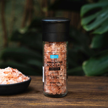 Premium Glass Salt Grinder with Himalayan Pink Salt 110g | Refillable & Ceramic Mill